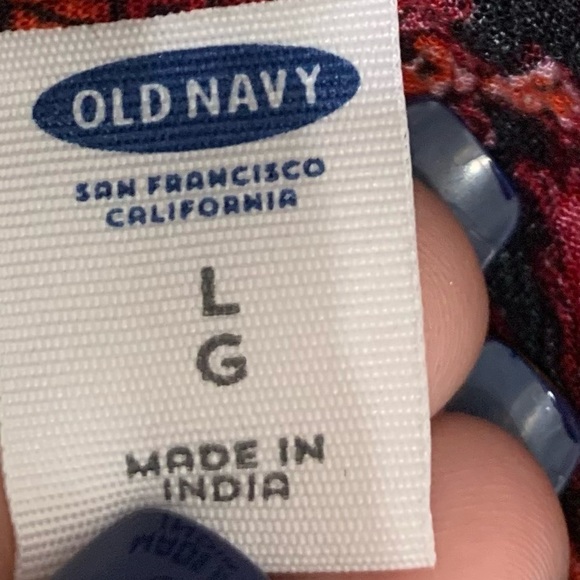 Old Navy Red Long Sleeve Bohemian Floral Peasant blouse relaxed large women’s - Picture 3 of 7